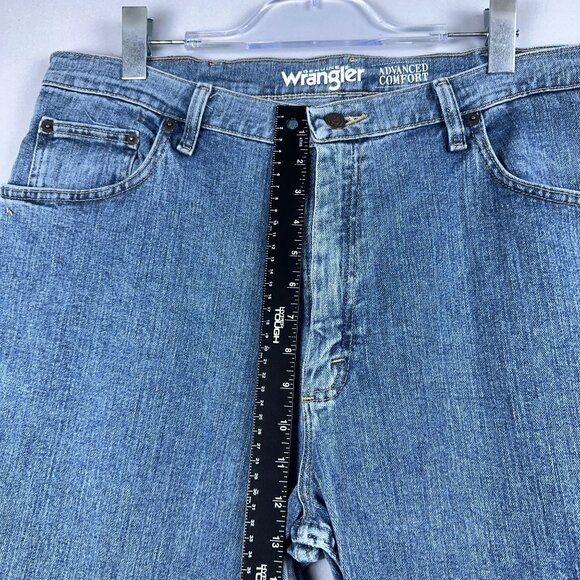 Wrangler Straight Leg Jeans Mens Size 38X32 Advanced Comfort MGW25MW Blue - Picture 8 of 12